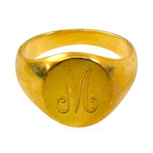 Fine Vintage 14K Yellow Gold Signet Ring Size 2.75